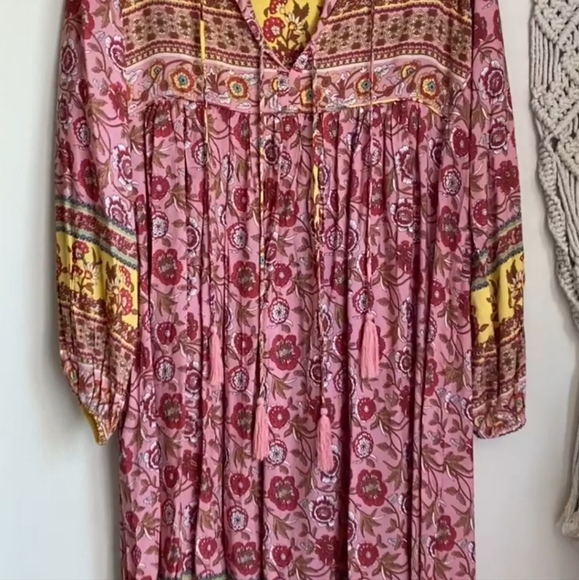 Floral Cottage Core bohemian peasant Midi Dress 4/6 - Picture 2 of 3